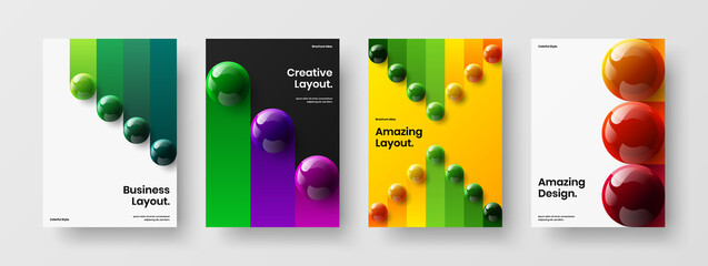 Isolated realistic balls annual report template bundle. Original corporate identity vector design illustration collection.