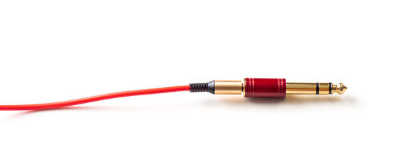 Red AUX cable - obrazy, fototapety, plakaty