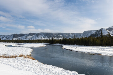 Winter scenery in Yellowstone National Park, Wyoming.