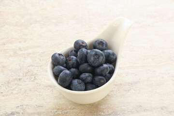 Sweet ripe blueberry heap in the bowl