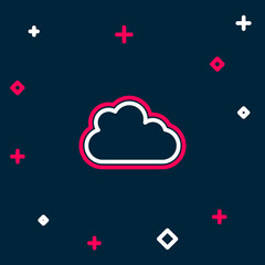 Line Cloud icon isolated on blue background. Colorful outline concept. Vector