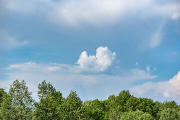 Beautiful clouds in the european summer sky.