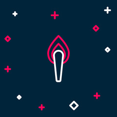 Line Torch flame icon isolated on blue background. Symbol fire hot, flame power, flaming and heat. Colorful outline concept. Vector