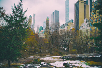 Central Park in New York , winter season