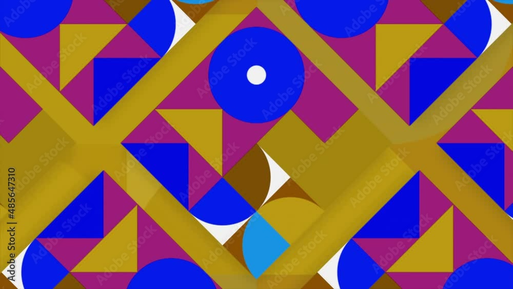 Poster geometric shapes in abstraction. motion. an abstraction in which different shapes change size and co