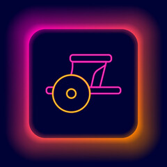 Glowing neon line Ancient Greece chariot icon isolated on black background. Colorful outline concept. Vector