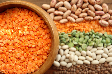Red lentils in bowl