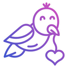 Bird love heart line gradient icon