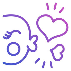 Obraz premium Kiss with love heart line gradient icon