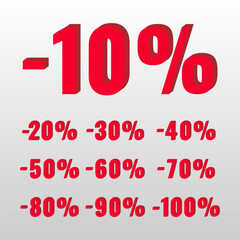 Red sale button in a Flat Design style. Easy editable vector isolated illustration.