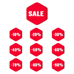 Red sale button in a Flat Design style. Easy editable vector isolated illustration.