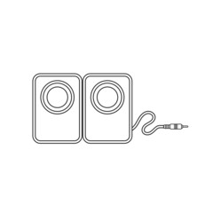 Speaker Black and White Icon in Outline Style on a White Background Suitable for Music, Stereo, Audio Icon. Isolated
