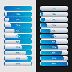 Two options for loading icons from 0 to 100%. The isolated vector illustration is easy to edit. 