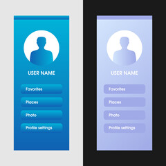 Blue and purple blank registration menu in the application or on the website in light and dark colors.