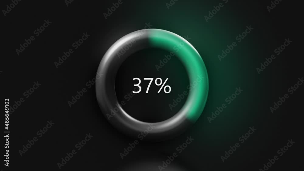 Poster ring with loading percentages. motion. glowing and pulsating loading ring. interface with signs to s