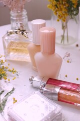 perfume bottle and cosmetics
