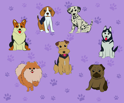 variety of cute animated pets dogs 