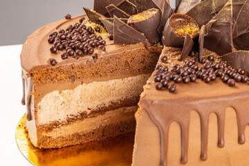 Layered chocolate mousse cake