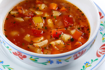 italian soup on the white background