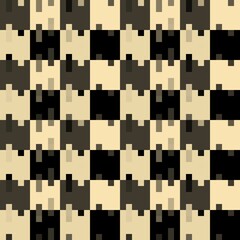 Black and cream mosaic checkerboard seamless pattern background. Vector illustration.