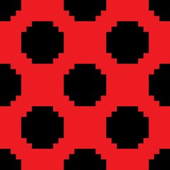 Fototapeta premium Red and black retro Polka Dot seamless pattern pixel art. Vector illustration.