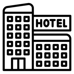 Hotel Building and car line icon