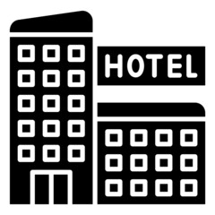 Hotel Building and car glyph icon