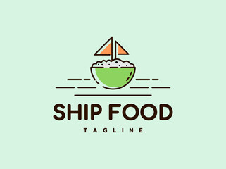 food logo illustration on boat bowl