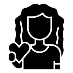 Girl brings love heart glyph icon
