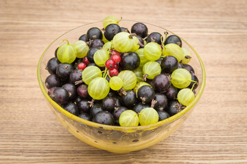 Mix of berries. Blackcurrant, redcurrant, gooseberry.