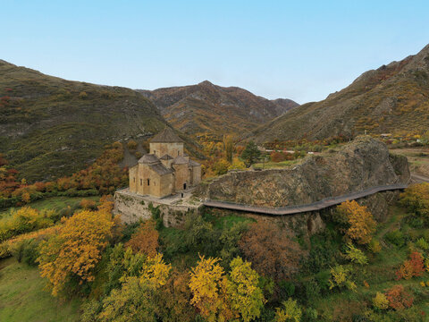 Aerial view of Ateni Sioni Church, an Orthodox Church near Shida Kartli, Georgia.