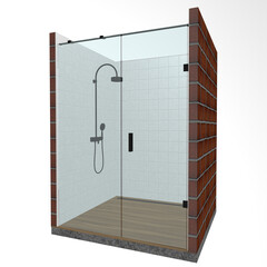 Schematic representation of a shower cabin. 3D shower screen. Shower configurator.