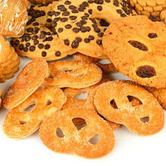 Assortment of cookies isolated on a white.
