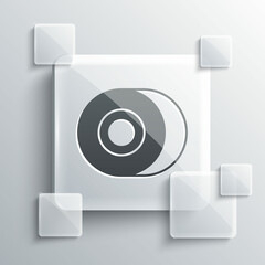 Grey Skateboard wheel icon isolated on grey background. Skate wheel. Square glass panels. Vector