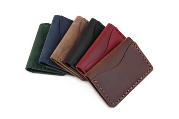 Handmade Genuine Leather Credit Card Holder, white background