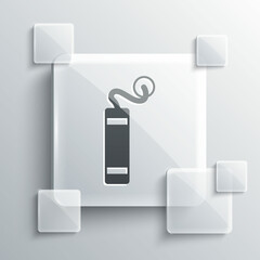 Grey Detonate dynamite bomb stick icon isolated on grey background. Time bomb - explosion danger concept. Square glass panels. Vector
