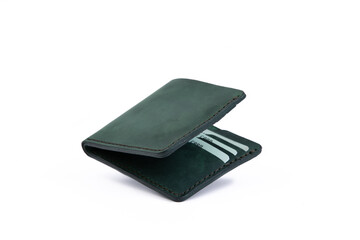 Handmade Genuine Leather wallet credit card holder  white background