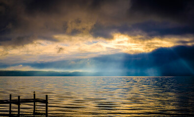 old wooden jetty at a lake