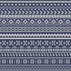Winter textile background. Knitting texture jacquard pattern.  Vector seamless pattern.