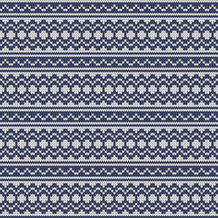 Knitting texture pattern. Winter textile background.  Ugly Christmas sweater design. Fair isle ornament. Vector seamless pattern.