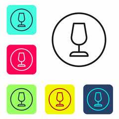 Black line Fragile broken glass symbol for delivery boxes icon isolated on white background. Set icons in color square buttons. Vector