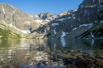 Naklejka na ściany i meble Black Pond Gasienicowy with the peaks of the High Tatras.