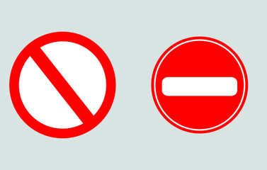 Not allowed and no enter vector signs, red prohibition circle sign isolated on background