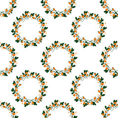 seamless pattern of wreaths with berries