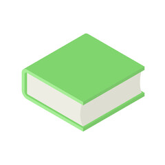 Green 3d book. Isometric big book. Vector clipart isolated on white background.