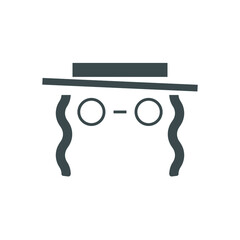 Abstract illustration of a man with long hair wearing glasses and a hat