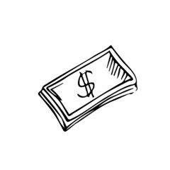 vector doodle money llustration isolated on white