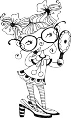 Chibi Girls Coloring page For | Vector Illustation