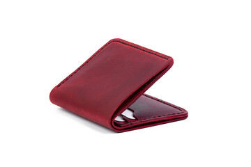 Handmade Genuine Leather Credit Card Holder, white background