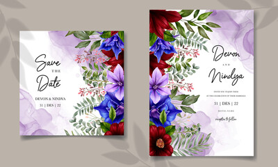 Elegant wedding invitation with watercolor floral ornament